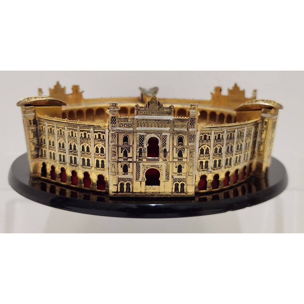 Vintage Metal Plaza De Toros Souvenir Building Ashtray Detailed Design